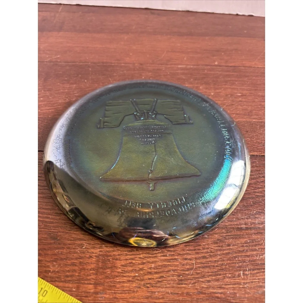 Liberty Bell Plate Blue Carnival Indiana Glass  8